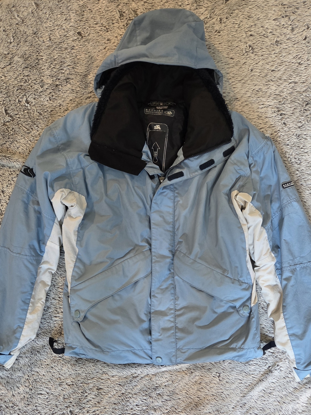 Men’s Light Blue Ski Jacket with Hood